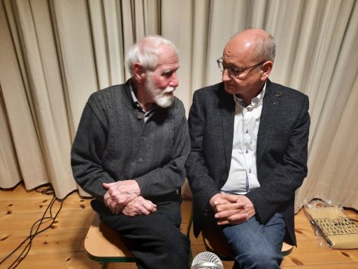 Rudolf Jürschik und Dr. Andreas Bossmann im 1. Pankower Kulturgespräch, Ausgabe 1, Brotfabrik, 25.1.2025